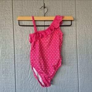 Gymboree Pink and White Polka Dot Little Girls Swimsuit Size XS 4 Girls